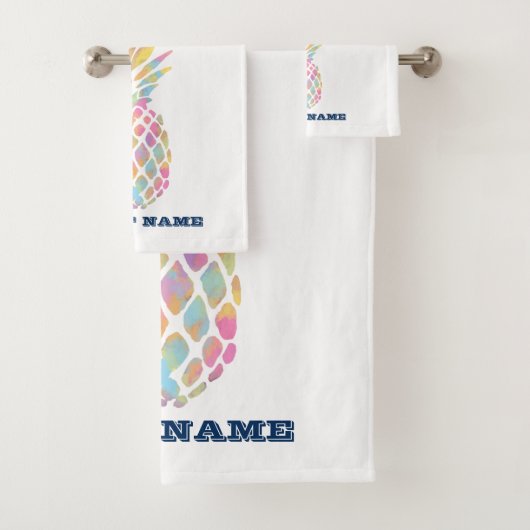 Name des Schiffes, Ananas, blau gestreift Badhandtuch Set (Insitu)