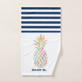 Name des Schiffes, Ananas, blau gestreift Badhandtuch Set (Handtuch)