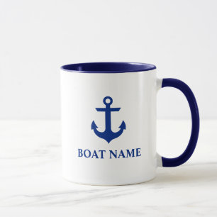 Name des Schiffes Anchor Blau und Weiß Tasse