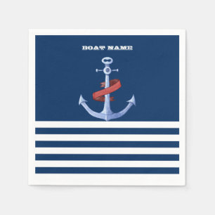 Name des Schiffes Anchor, Blaue Streifen der Marin Serviette