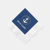 Name des Schiffes Anchor Cocktail Blue Gold Serviette (Ecke)