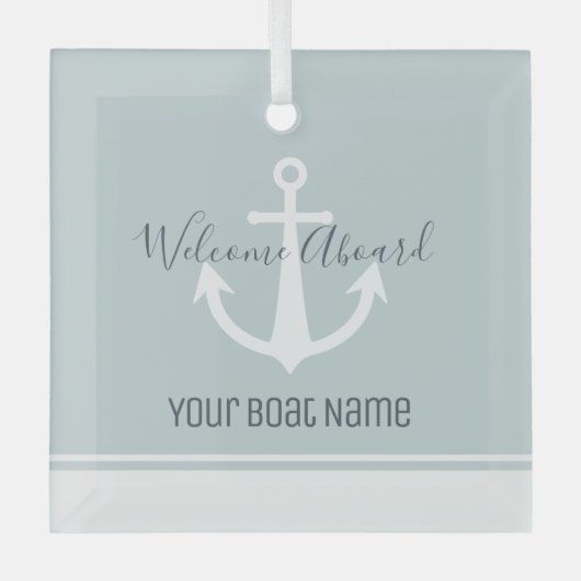 Name des Schiffes Anchor Nautic Ornament Aus Glas (Vorderseite)