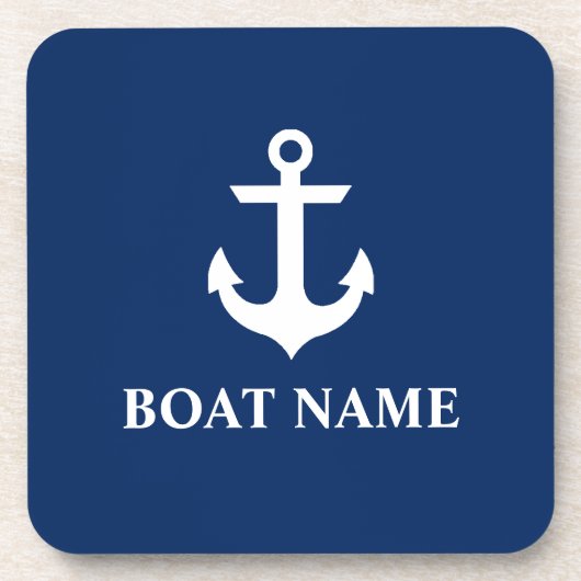 Name des Schiffes Anchor Navy Blue Untersetzer (Vorderseite)