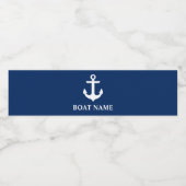 Name des Schiffes Anchor Navy Blue Wasserflaschenetikett (Einzelnes Label)