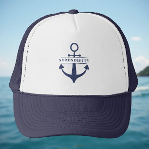 Name des Schiffes Anchor Navy Blue White Personali Truckerkappe