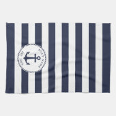 Name des Schiffes Anchor Navy Blue White Stripes N Geschirrtuch (Horizontal)