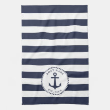 Name des Schiffes Anchor Navy Blue White Stripes N