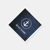 Name des Schiffes Anchor Rope Blue Wood Serviette (Ecke)