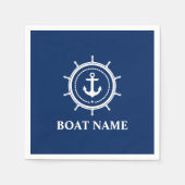 Name des Schiffes Anchor Rope Helm Blue Serviette (Vorderseite)