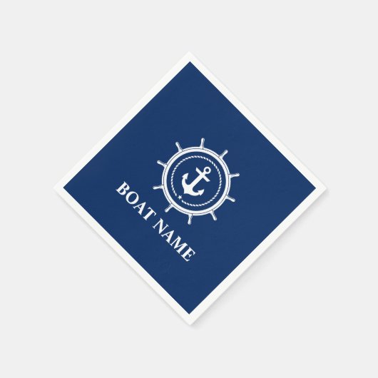 Name des Schiffes Anchor Rope Helm Blue Serviette (Ecke)