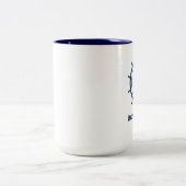 Name des Schiffes Anchor Rope Helm Blue Zweifarbige Tasse (Mittel)