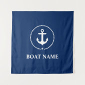 Name des Schiffes Anchor Rope Navy Blue Square Wandteppich (Vorderseite (Horizontal))