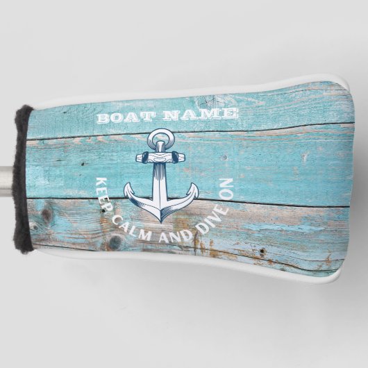 Name des Schiffes Anchor Rustikales Holz Golf Headcover (Vorderseite)
