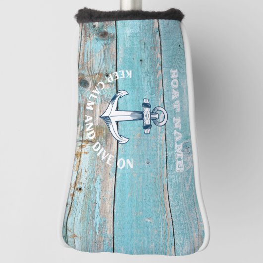 Name des Schiffes Anchor Rustikales Holz Golf Headcover (Rotieren 90)