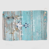 Name des Schiffes Anchor Rustikales Holz Golfhandtuch (Horizontal)