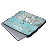 Name des Schiffes Anchor Rustikales Holz Laptopschutzhülle (Vorne Knopf)