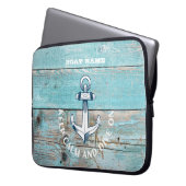 Name des Schiffes Anchor Rustikales Holz Laptopschutzhülle (Vorderseite Links)