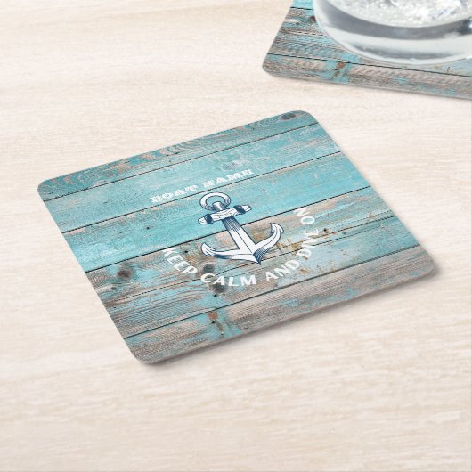 Name des Schiffes Anchor Rustikales Holz Rechteckiger Pappuntersetzer (angewinkelt)
