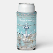 Name des Schiffes Anchor Rustikales Holz Selters Dosenkühler (Seltzer Vorderseite)