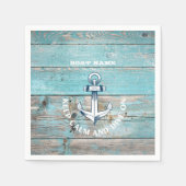 Name des Schiffes Anchor Rustikales Holz Serviette (Vorderseite)