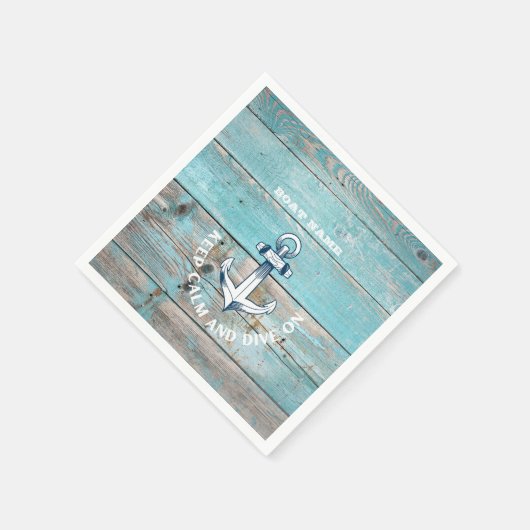 Name des Schiffes Anchor Rustikales Holz Serviette (Ecke)