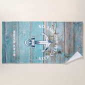 Name des Schiffes Anchor Rustikales Holz Strandtuch (Vorderseite)