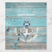 Name des Schiffes Anchor Rustikales Holz Weinetikett (Einzelnes Label)
