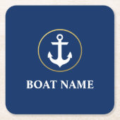 Name des Schiffes Anchor Star Blue Gold Rechteckiger Pappuntersetzer (Vorderseite)