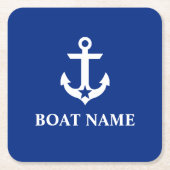 Name des Schiffes Anchor Star Blue Rechteckiger Pappuntersetzer (Vorderseite)