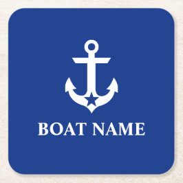 Name des Schiffes Anchor Star Blue Rechteckiger Pappuntersetzer