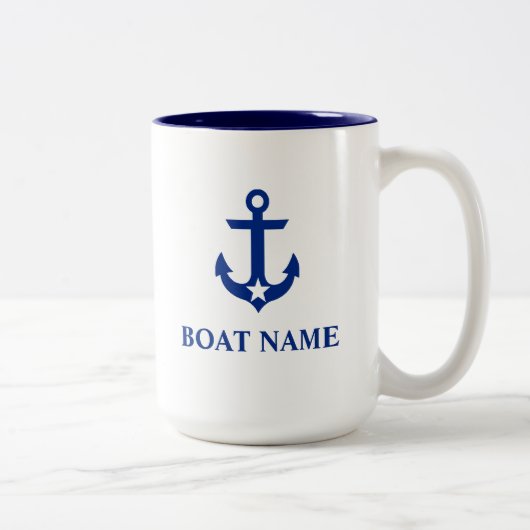 Name des Schiffes Anchor Star Große Zweifarbige Tasse (Rechts)