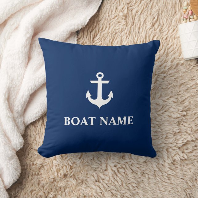Name des Schiffes Anchor Throw Pillow Navy Blau Kissen (Decke)
