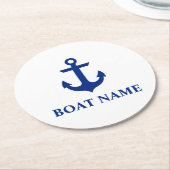 Name des Schiffes Anchor White Runder Pappuntersetzer (Angewinkelt)
