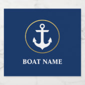 Name des Schiffes Anker Blue Gold Bierflaschenetikett (Einzelnes Label)