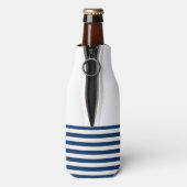 Name des Schiffes, Anker Blume Navy Blue Streifen Flaschenkühler (Flasche Rückseite)