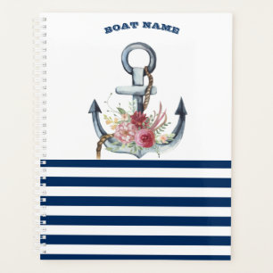 Name des Schiffes, Anker Blume Navy Blue Streifen Planer