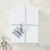 Name des Schiffes, Anker Delphin Light Blue Streif Geschenkanhänger (Mit Garn)