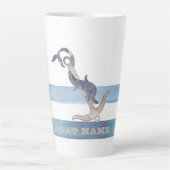 Name des Schiffes, Anker Delphin Light Blue Streif Milchtasse (Vorderseite)
