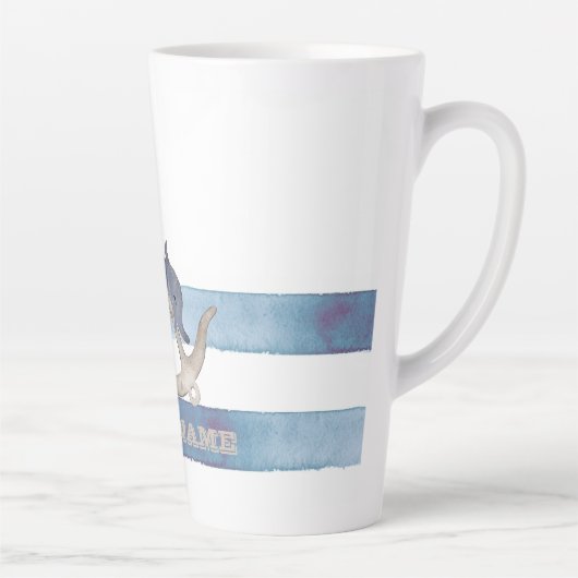 Name des Schiffes, Anker Delphin Light Blue Streif Milchtasse (Rechts)