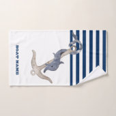 Name des Schiffes, Anker Delphin Navy Blue Strip Badhandtuch Set (Handtuch)