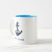 Name des Schiffes Anker Personalisiert Zweifarbige Tasse (Vorderseite Links)