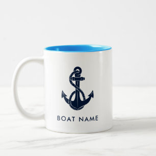 Name des Schiffes Anker Personalisiert Zweifarbige Tasse
