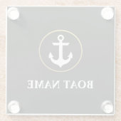 Name des Schiffes Anker Schwarzes Gold Glasuntersetzer (Rückseite)