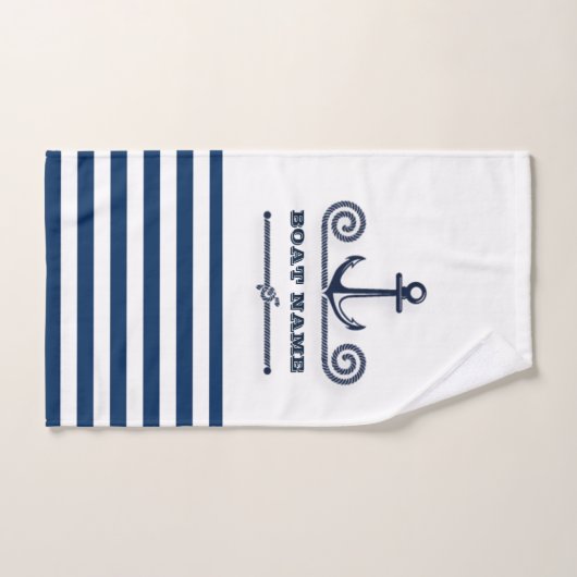 Name des Schiffes, Anker, Seil, Blaue Streifen der Badhandtuch Set (Handtuch)