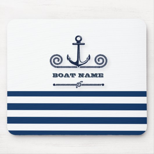 Name des Schiffes, Anker, Seil, Blaue Streifen der Mousepad (Vorne)