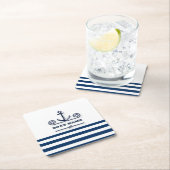 Name des Schiffes, Anker, Seil, Blaue Streifen der Rechteckiger Pappuntersetzer (Vor Ort)