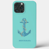 Name des Schiffes, Anker, Seil, Minze grün Case-Mate iPhone Hülle (Rückseite)