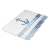 Name des Schiffes, Anker, Seile, Blaue Streifen Badematte (Schrägansicht)