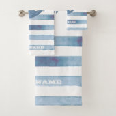 Name des Schiffes, Anker, Seile, Blaue Streifen Badhandtuch Set (Insitu)