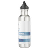 Name des Schiffes, Anker, Seile, Blaue Streifen Edelstahlflasche (Rechts)